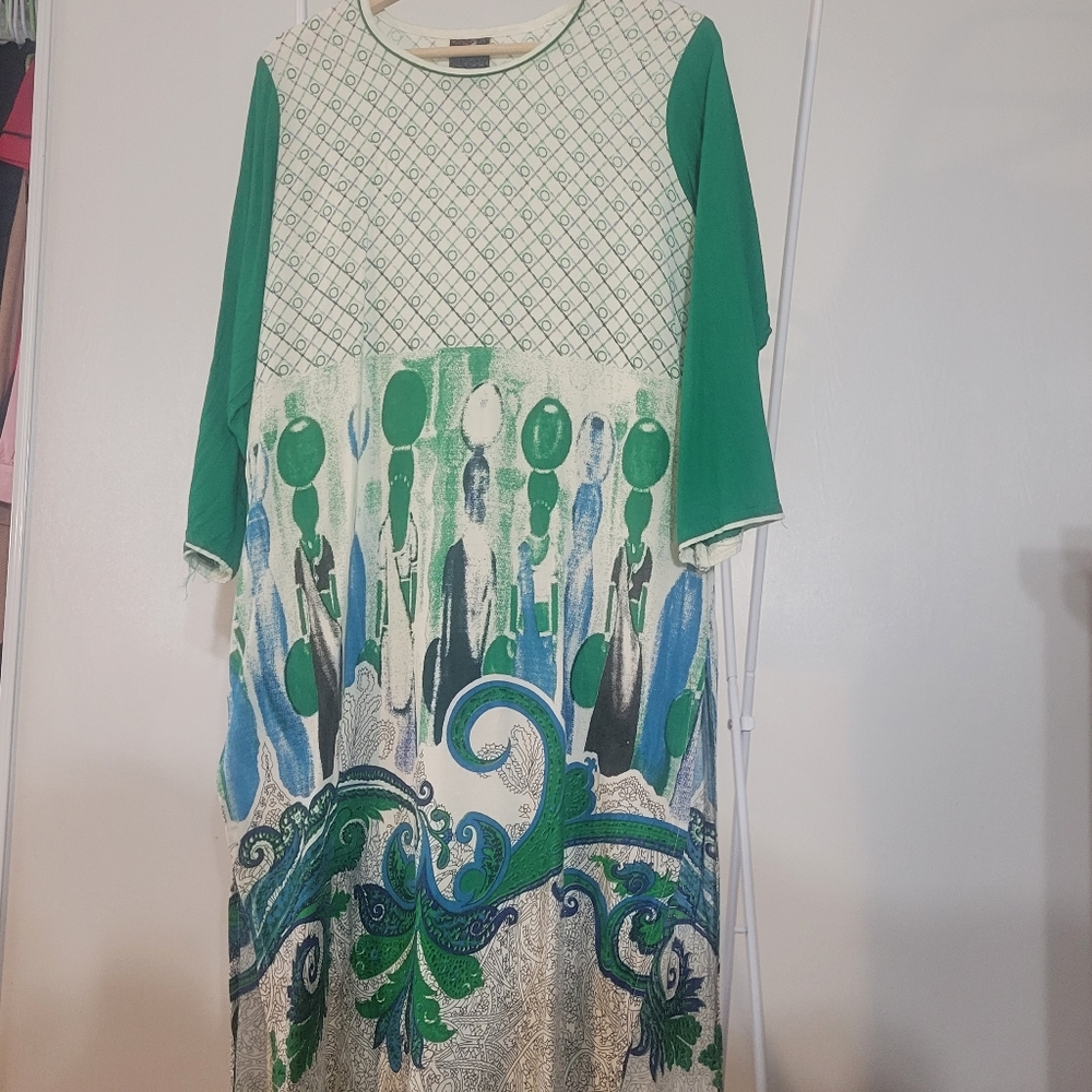 White Green Blue Kurta